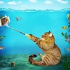 Cat Selfie Underwater 5D Diamond Painting