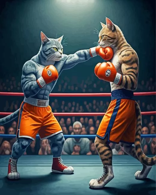 Cats boxing Diamond Paintings Cats Boxing 5D Diamond Painting