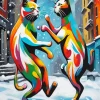 Colorful Cats Dancing In Snow 5D Diamond Painting