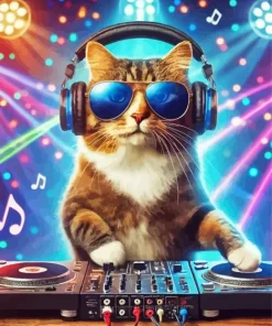 Cool Dj Cat Wearing Glasses 5D Diamond Painting