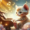 Cute Cat Playing The Piano 5D Diamond Painting