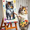 Fluffy Cat Painting Himself 5D Diamond Painting