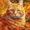 Ginger Cat In Fall Leaves 5D Diamond Painting