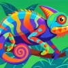 Illustration Colorful Chameleon 5D Diamond Painting