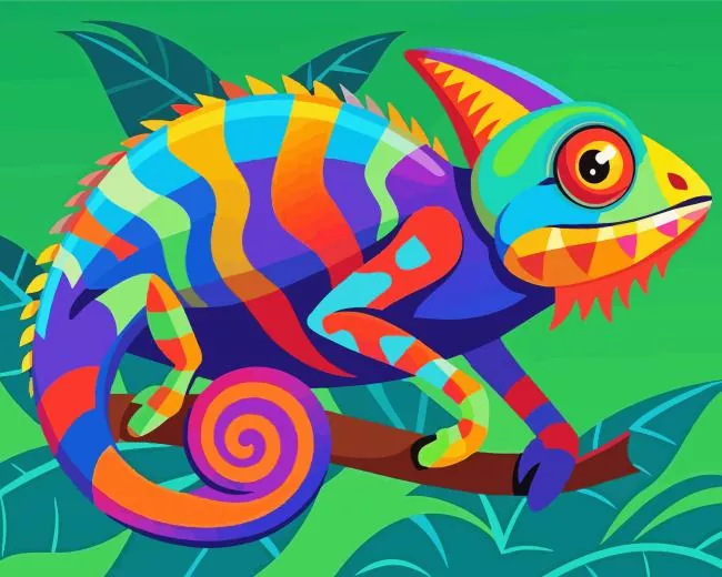 Illustration Colorful chameleon Diamond Paintings Illustration Colorful Chameleon 5D Diamond Painting