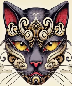 Japanese Cat Mask 5D Diamond Painting