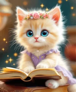 Kitty Wearing Flower Crown 5D Diamond Painting