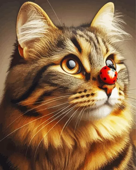 Ladybug and cat Diamond Paintings Ladybug And Cat 5D Diamond Painting