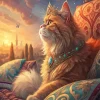Maine Cat Wearing Tiara 5D Diamond Painting