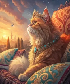 Maine Cat Wearing Tiara 5D Diamond Painting