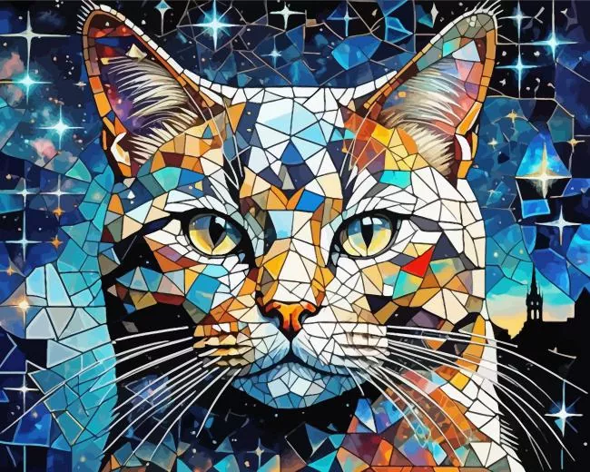 Mosaic Cat Diamond Paintings Mosaic Cat 5D Diamond Painting