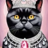 Queen Cat Wearing Crown 5D Diamond Painting