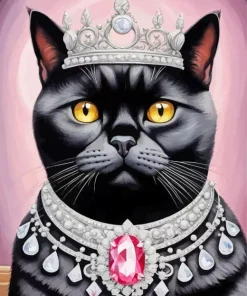 Queen Cat Wearing Crown 5D Diamond Painting