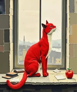 Red Cat In The Window 5D Diamond Painting