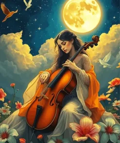 Woman Playing Cello 5D Diamond Painting