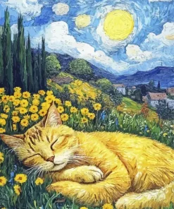 Yellow Cat Sleeping 5D Diamond Painting