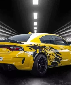 Yellow Charger Car 5D Diamond Painting