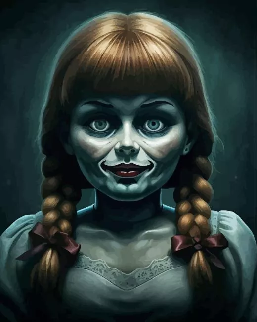 aesthetic scary annabelle doll art Diamond With Numbers Aesthetic Scary Annabelle Doll Art 5D Diamond Painting