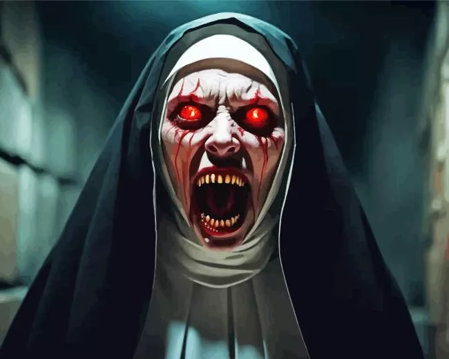 aesthetic scary nun art Diamond With Numbers Aesthetic Scary Nun Art 5D Diamond Painting