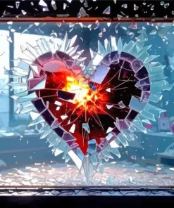 Aesthetic Shattered Heart Art 5D Diamond Painting