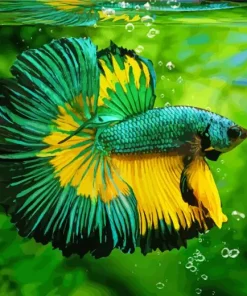 Aesthetic Siamese Fighting Fish Green Art 5D Diamond Painting
