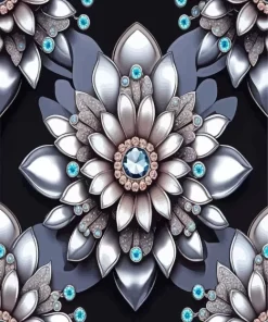 Aesthetic Silver Flower 5D Diamond Painting
