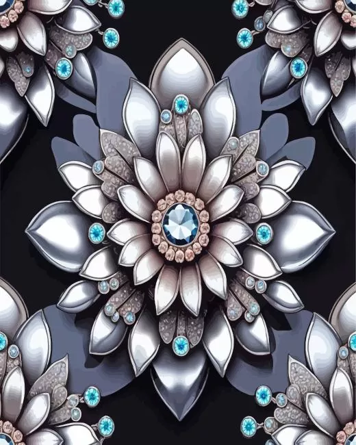 aesthetic silver flower Diamond Paintings Aesthetic Silver Flower 5D Diamond Painting