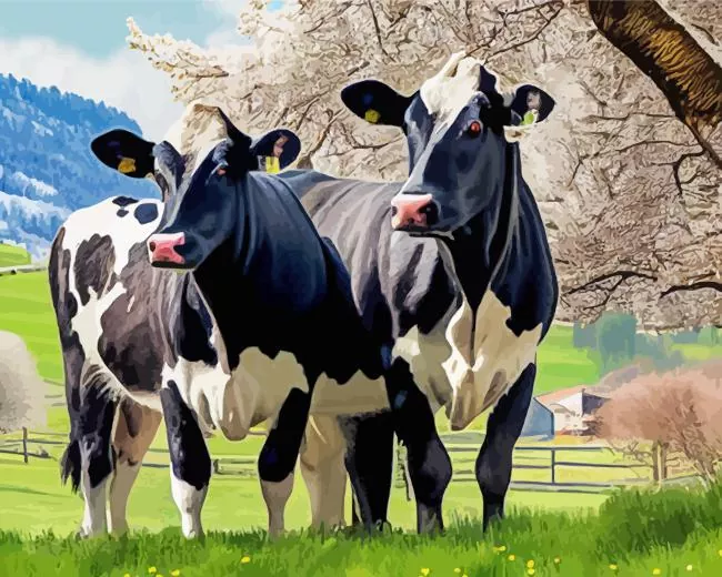 black and white cattle Diamond Paintings Black And White Cattle 5D Diamond Painting