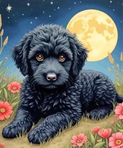 Black Cavoodle Puppy 5D Diamond Painting