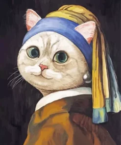 Cat Girl With A Pearl Earring 5D Diamond Painting