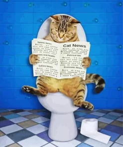 Cat Reading Newspaper 5D Diamond Painting