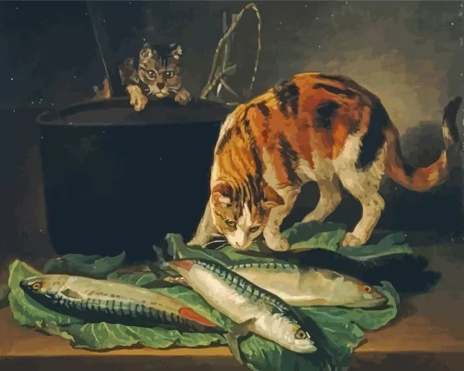 cat stealing fish Diamond Paintings Cat Stealing Fish 5D Diamond Painting