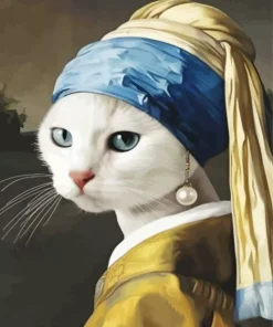 Cat With A Pearl Earring 5D Diamond Painting