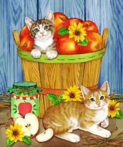 Cats And Apples 5D Diamond Painting