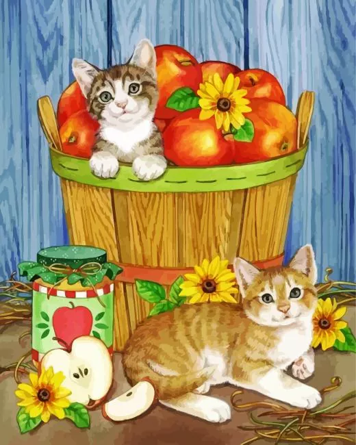cats and apples Diamond Paintings Cats And Apples 5D Diamond Painting