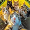 Cats Group Selfie 5D Diamond Painting