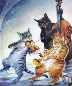 Cats Playing Instruments 5D Diamond Painting