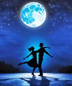 Dancing Silhouette In The Moonlight 5D Diamond Painting