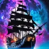 Full Moon Pirate Ship Silhouette 5D Diamond Painting