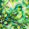 Green Singing Bird 5D Diamond Painting