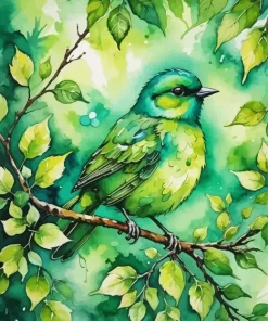 Green Singing Bird 5D Diamond Painting