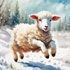 Happy Lamb In Snow 5D Diamond Painting