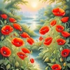 Scarlet Poppy Flower Art 5D Diamond Painting