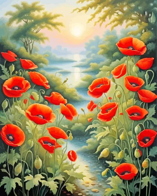 scarlet poppy flower art Diamond Paintings Scarlet Poppy Flower Art 5D Diamond Painting