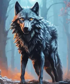 Scary Black Wolf Art 5D Diamond Painting