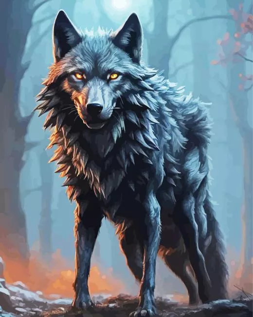 scary black wolf art Diamond Paintings Scary Black Wolf Art 5D Diamond Painting