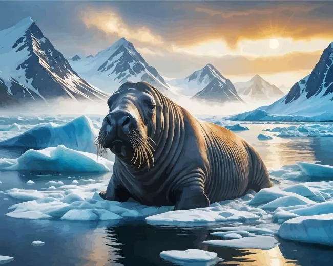 sea cow Diamond With Numbers Sea Cow 5D Diamond Painting