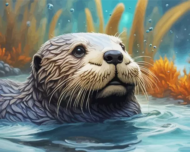 sea otter face art Diamond Paintings Sea Otter Face Art 5D Diamond Painting