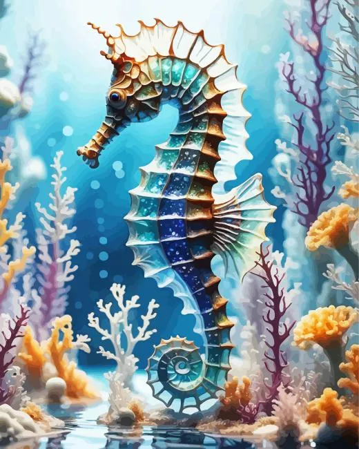 seahorse collage art Diamond Paintings Seahorse Collage Art 5D Diamond Painting