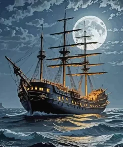 Ship In Moonlight Art 5D Diamond Painting